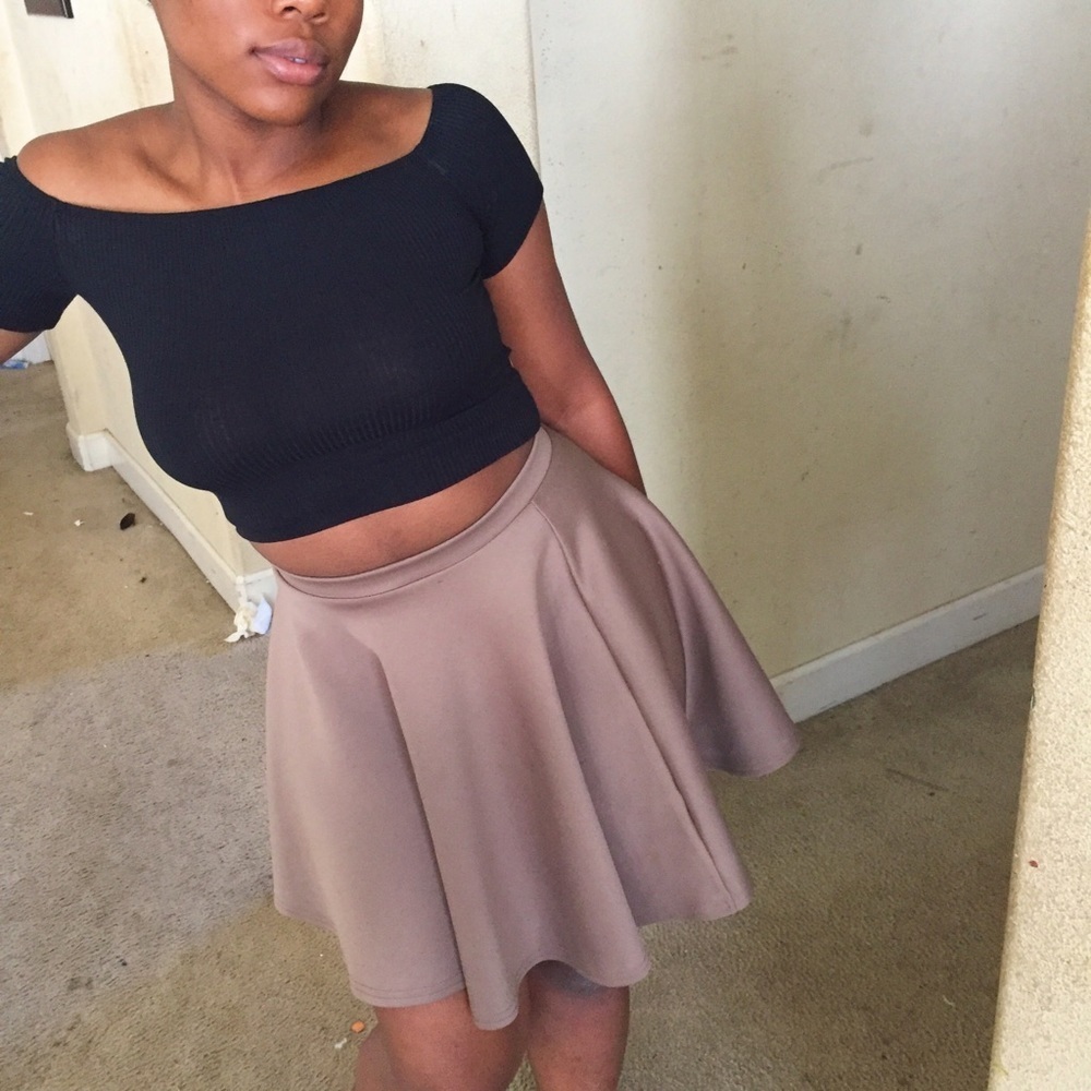 Tan boohoo Skater skirt​